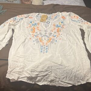 Andree by Unit White embroidered Tunic/bathing suit cover up